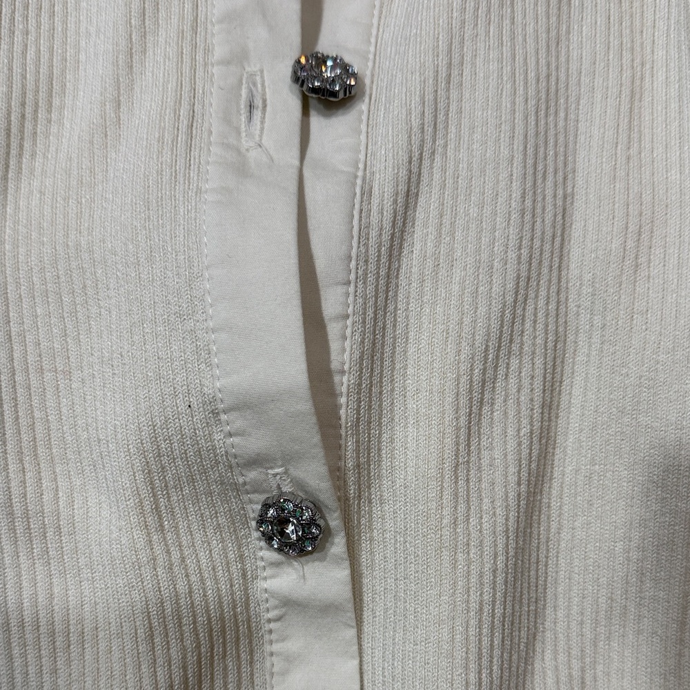 Express Cream Ribbed Shirt - Picture 4 of 4